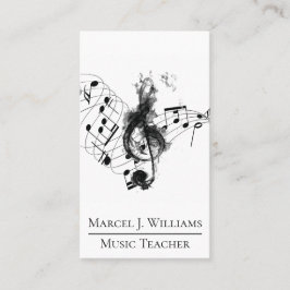 Tarjeta De Visita Profesora de música profesional en blanco y negro