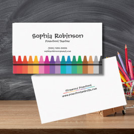 Tarjeta De Visita Profesora de Preescolar de Rainbow Crayons