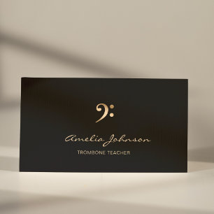 Tarjeta De Visita Profesora de trombón Bass Clef Gold&Black Profesio