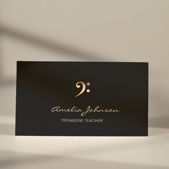 Tarjeta De Visita Profesora de trombón Bass Clef Gold&Black Profesio (Subido por el creador)