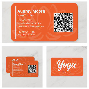 Tarjeta De Visita Profesora de Yoga Diseño Flor de Loto
