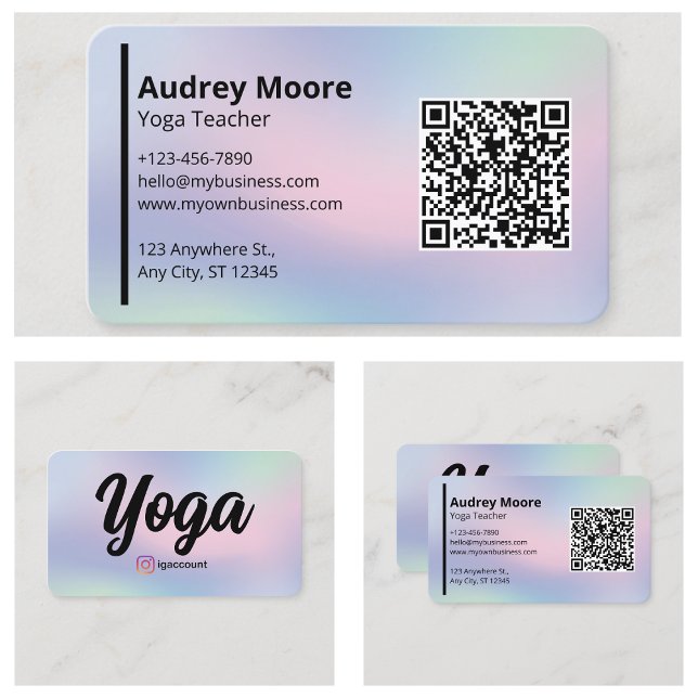 Tarjeta De Visita Profesora de yoga moderna Estudio de yoga holográf (Yoga Teacher Modern Yoga Studio Holographic Business Card
)