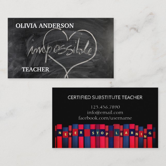 Tarjeta De Visita Profesora | EL Tutor NUNCA DEJA DE APRENDER (Anverso / Reverso)