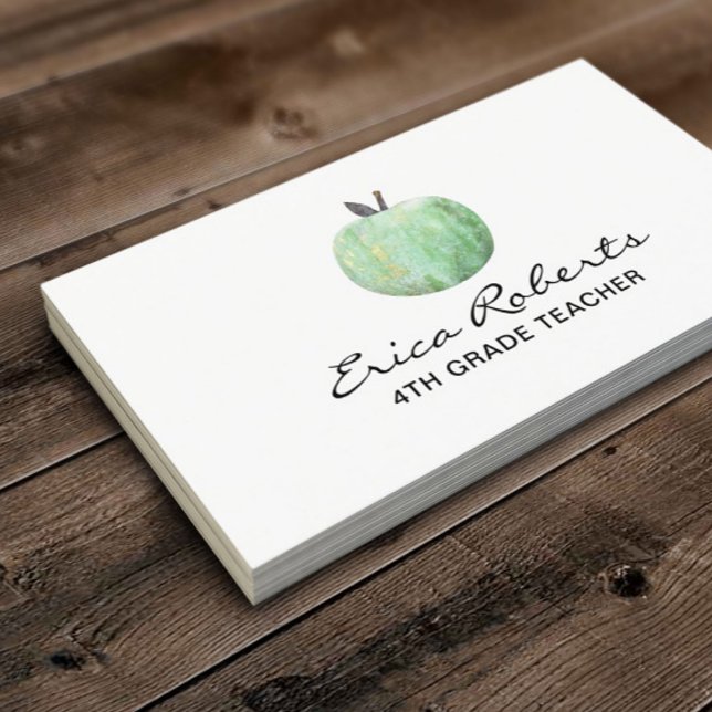 Tarjeta De Visita Profesora escolar de manzana verde estilo (Subido por el creador)
