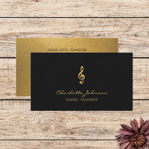 Tarjeta De Visita Profesora profesional de música Gold Treble Clef