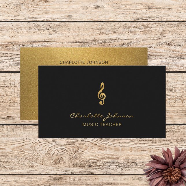 Tarjeta De Visita Profesora profesional de música Gold Treble Clef (Subido por el creador)