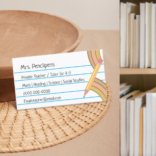 Tarjeta De Visita Profesora Tutor Neutral Boho Flashcard arcoiris