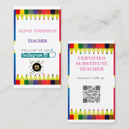 Tarjeta De Visita Profesora | Tutor ,Social Media QR Código Coche de