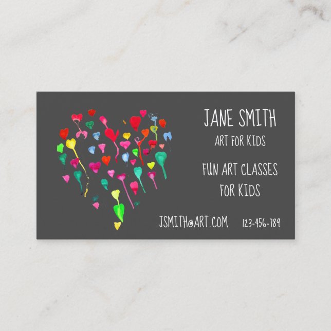 Tarjeta De Visita Profesores de arte Arte para niños (Anverso)