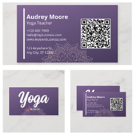 Tarjeta De Visita Profesores de yoga Mandala Purple
