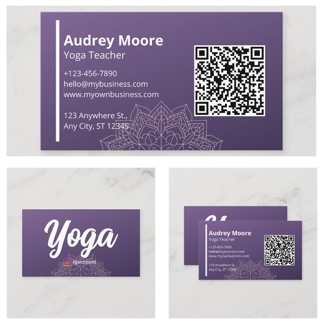 Tarjeta De Visita Profesores de yoga Mandala Purple (Yoga Teachers Mandala Purple Business Card
)