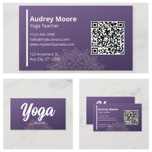 Tarjeta De Visita Profesores de Yoga Mandala Púrpura