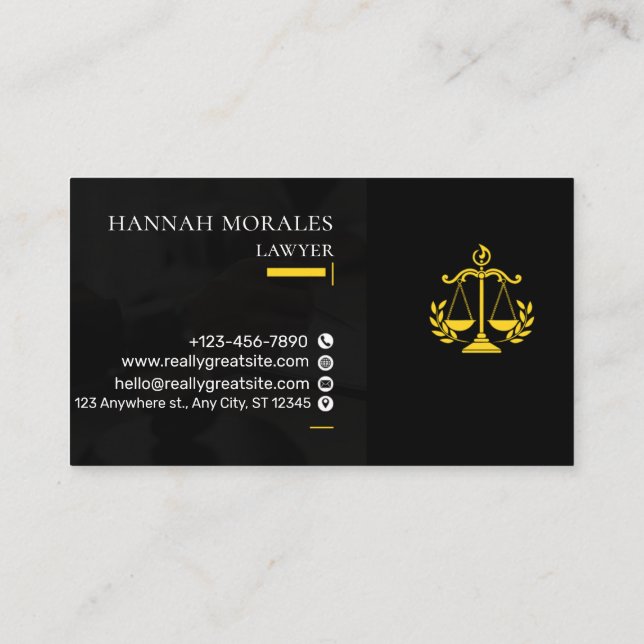 Tarjeta De Visita Professional Attorney Business Card | Lawyer  (Reverso)