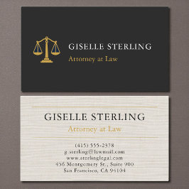 Tarjeta De Visita Professional Attorney Law Firm Linen Gold
