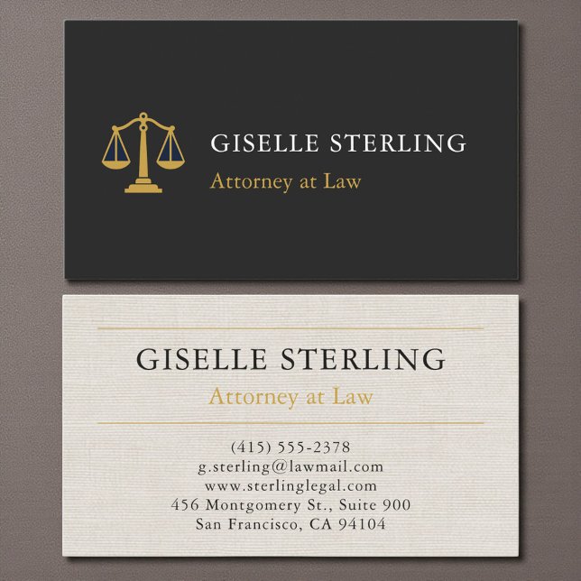 Tarjeta De Visita Professional Attorney Law Firm Linen Gold (Subido por el creador)