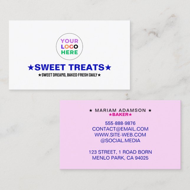 Tarjeta De Visita Professional Bakery Logo Company & Brand Slogan (Anverso / Reverso)
