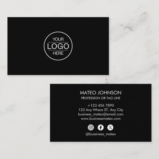 Tarjeta De Visita Professional Black Add your logo (Anverso / Reverso)