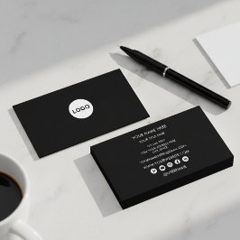 Tarjeta De Visita Professional Black Circle Logo Modern