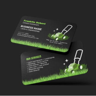 Tarjeta De Visita Professional Black Green Lawn Care & Landscaping