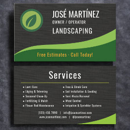 Tarjeta De Visita Professional Black Linen Landscaping Lawn Care