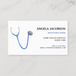 Tarjeta De Visita Professional Blue Stethoscope Nurse Business Card