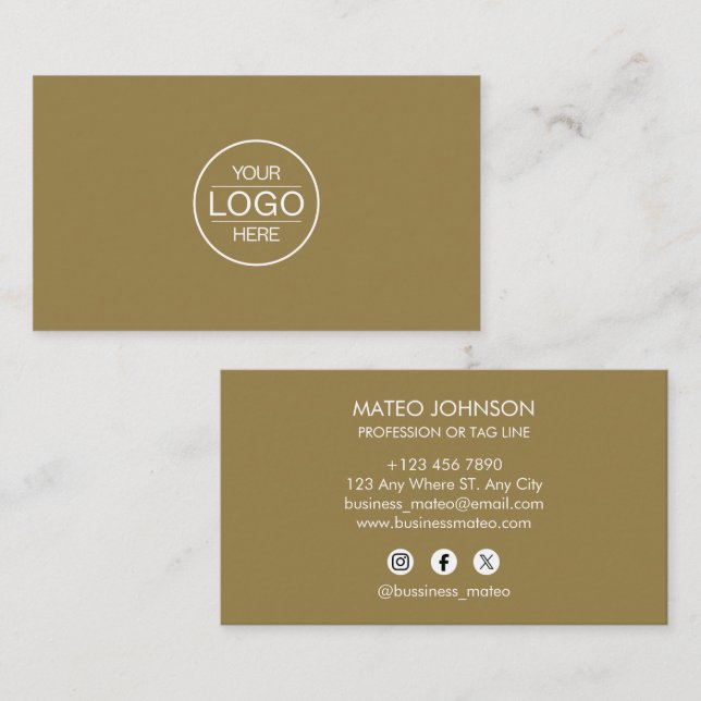 Tarjeta De Visita Professional Brown Add your Logo (Anverso / Reverso)