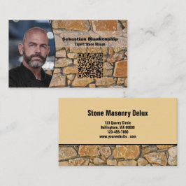 Tarjeta De Visita Professional Business Photo Stone Wall & QR Code