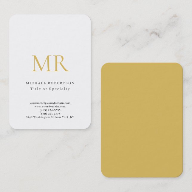 Tarjeta De Visita Professional Classical Monogram Minimalist Plain (Anverso / Reverso)
