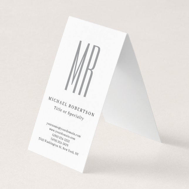 Tarjeta De Visita Professional Classical Monogram Minimalist Plain (Anverso)