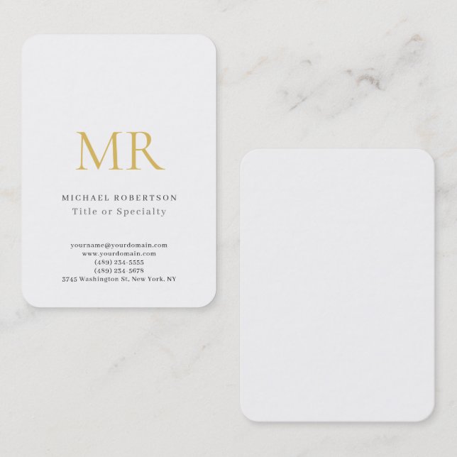 Tarjeta De Visita Professional Classical Monogram Minimalist Plain (Anverso / Reverso)