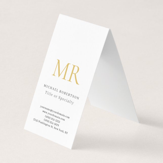 Tarjeta De Visita Professional Classical Monogram Minimalist Plain (Anverso)