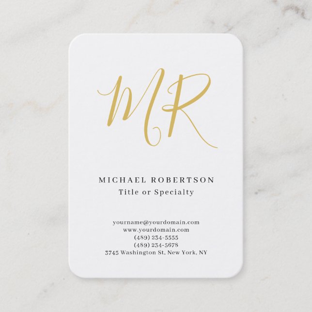 Tarjeta De Visita Professional Classical Monogram Minimalist Plain (Anverso)