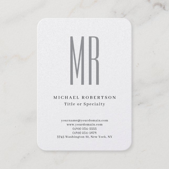 Tarjeta De Visita Professional Classical Monogram Minimalist Plain (Anverso)