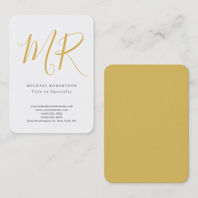 Tarjeta De Visita Professional Classical Monogram Minimalist Plain (Anverso / Reverso)