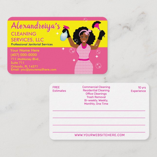 Tarjeta De Visita Professional Cleaning/Janitorial Housekeeping Serv (Anverso / Reverso)