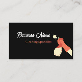 Tarjeta De Visita Professional Cleaning Service Black Business Card
