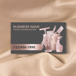 Tarjeta De Visita Professional Cleaning Service Modern Rose Gold 