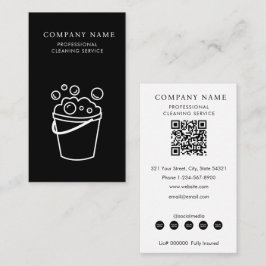 Tarjeta De Visita Professional Cleaning Services Logo Modern Black