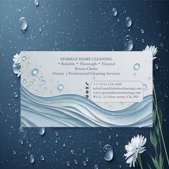 Tarjeta De Visita Professional Cleaning Services Soft Blue Accent  (Professional Cleaning Services Soft Blue Accent Business Card)