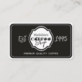 Tarjeta De Visita Professional Coffee Shop Personalized Logo Black 