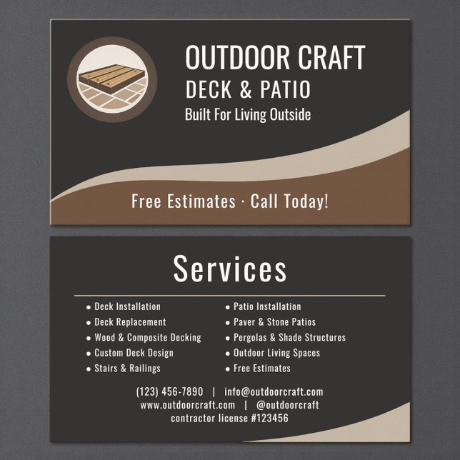 Tarjeta De Visita Professional Deck & Patio Installation Company (Subido por el creador)