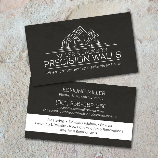 Tarjeta De Visita Professional Drywall Plastering Line Art  (Subido por el creador)