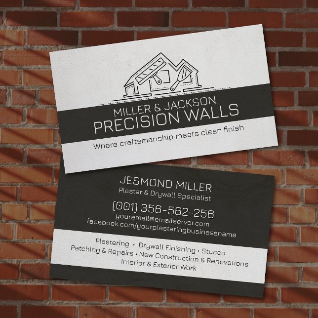 Tarjeta De Visita Professional Drywall Plastering Line Art  (Subido por el creador)