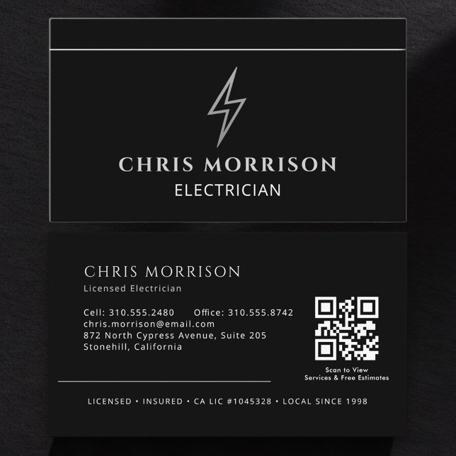 Tarjeta De Visita Professional Electrician QR Code (Subido por el creador)