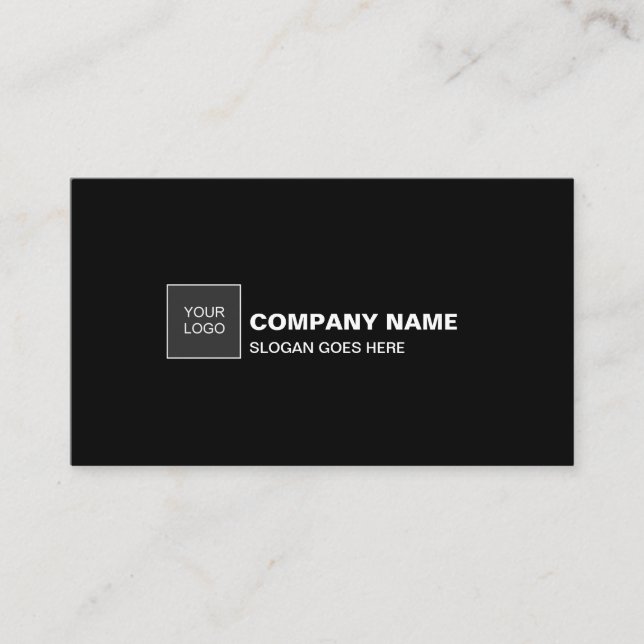 Tarjeta De Visita Professional Elegant Black Simple Plain Company (Anverso)