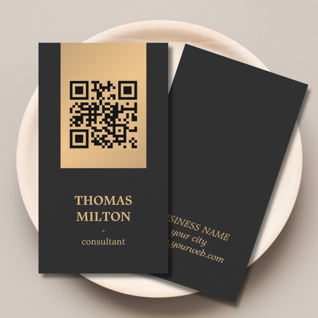 Tarjeta De Visita Professional Elegant Faux Golden Grey Consultant (Subido por el creador)