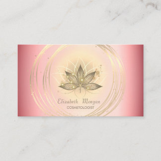 Tarjeta De Visita Professional Elegant Gold Circles Lotus  