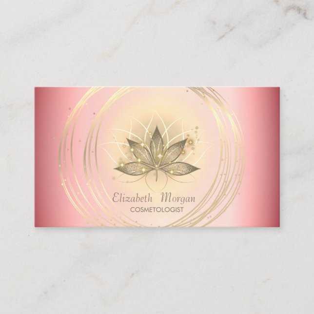 Tarjeta De Visita Professional Elegant Gold Circles Lotus   (Anverso)
