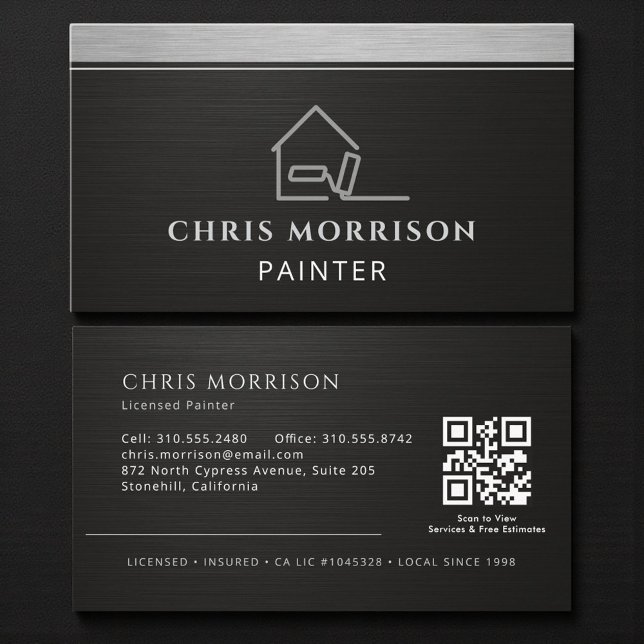 Tarjeta De Visita Professional Elegant Modern Painter QR Code (Subido por el creador)