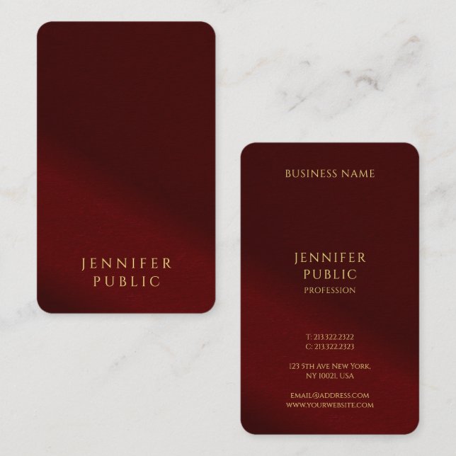 Tarjeta De Visita Professional Elegant Template Gold Text Luxurious (Anverso / Reverso)